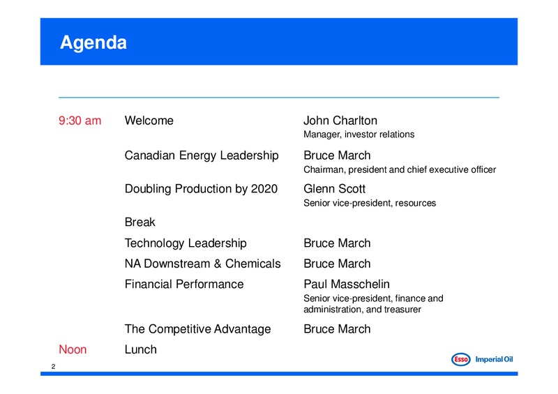 Investor Day – Imperial Oil Limited – slide 2