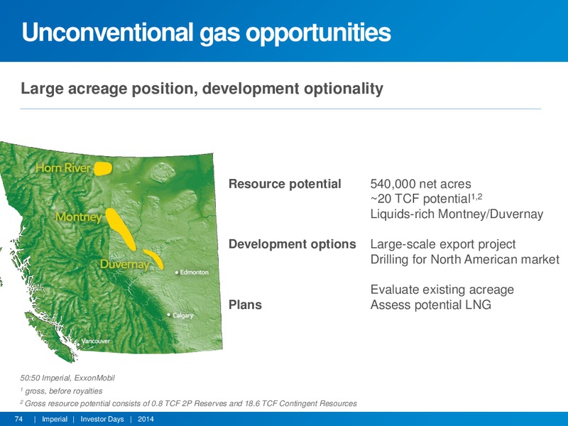 APRIL 2014 INVESTOR DAYS – Imperial Oil Limited – slide 73