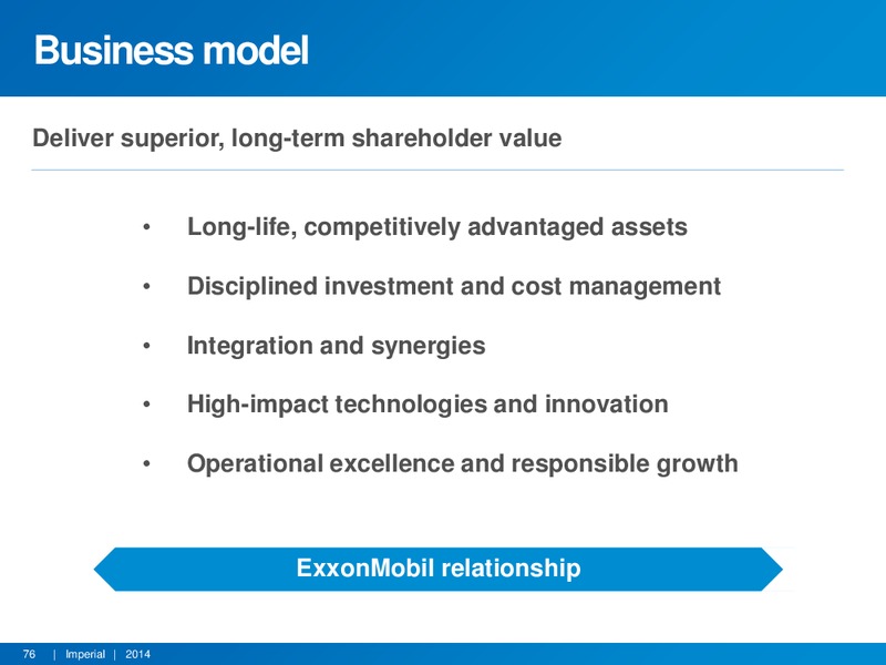 INVESTOR PRESENTATION – Imperial Oil Limited – slide 75
