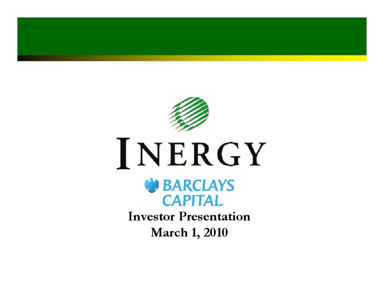 INVESTOR PRESENTATION – Inergy, L.P. – slide 1