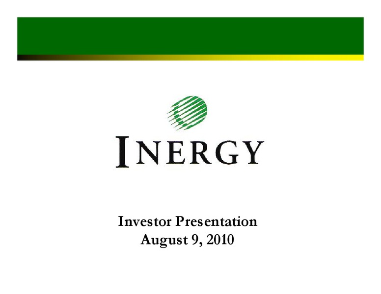 INVESTOR PRESENTATION – Inergy, L.P. – slide 1