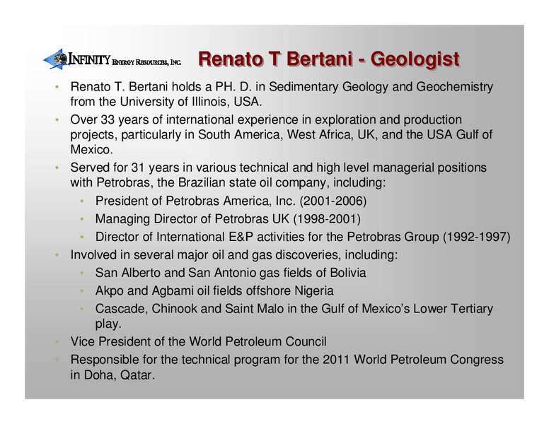 JANUARY 2014 INVESTOR PRESENTATION – INFINITY ENERGY RESOURCES INC. – slide 5