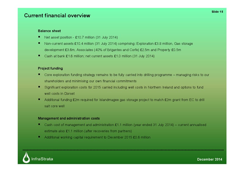 ANALYST MEETING – Infrastrata Plc – slide 14