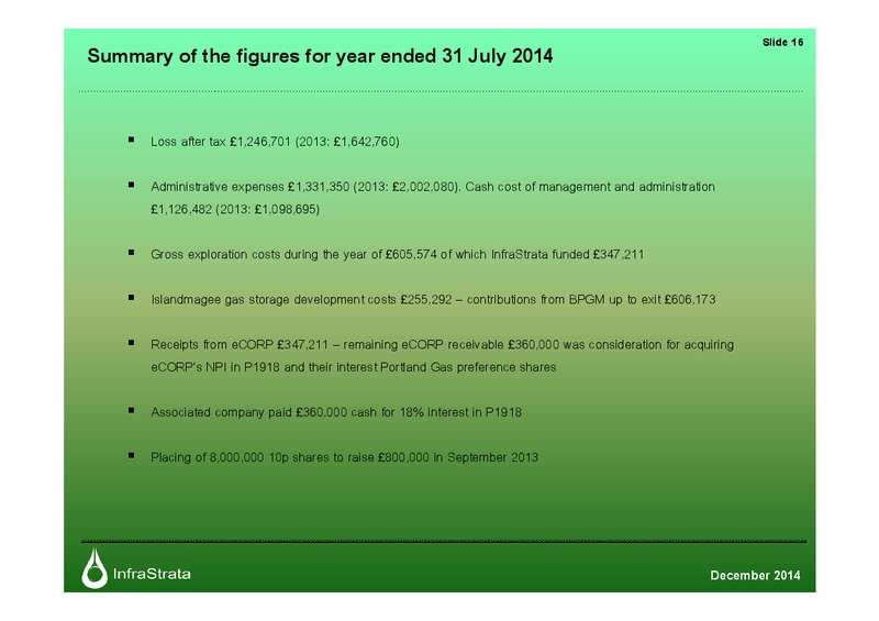 ANALYST MEETING – Infrastrata Plc – slide 15