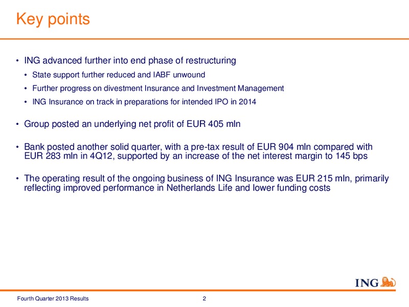 Fourth Quarter 2013 Results – Ing Group – slide 2