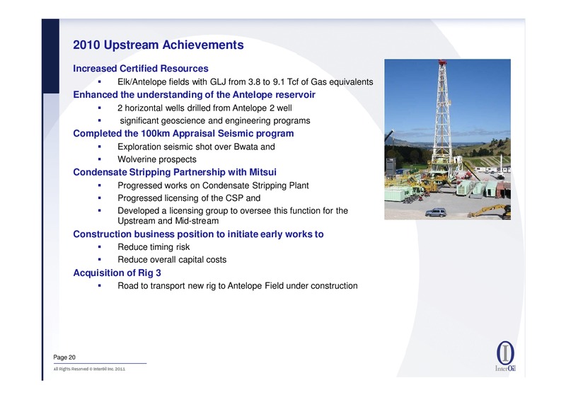 JANUARY 2011 CORPORATE PRESENTATION – Interoil Corporation – slide 19