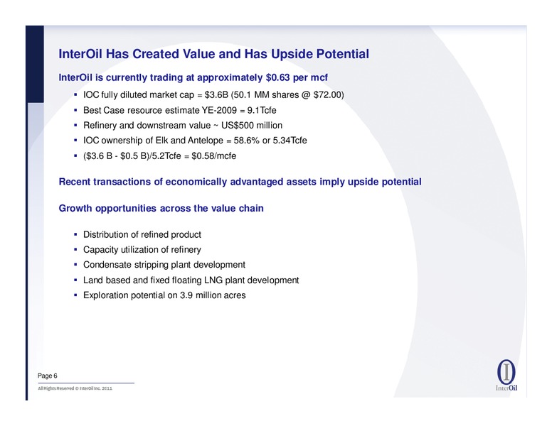 THE OIL & SERVICES CONFERENCE – Interoil Corporation – slide 5