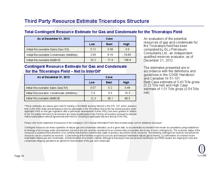 2012 YEAR END RESULTS CONFERENCE CALL – Interoil Corporation – slide 17