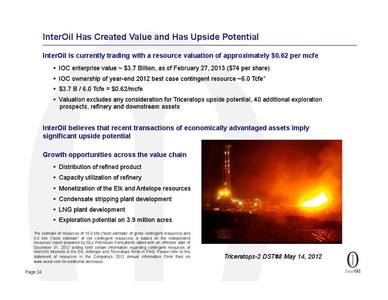 2012 YEAR END RESULTS CONFERENCE CALL – Interoil Corporation – slide 22