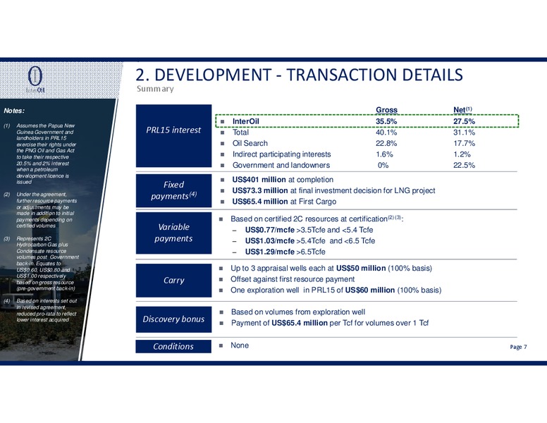 PRL15 MONETIZATION – Interoil Corporation – slide 6