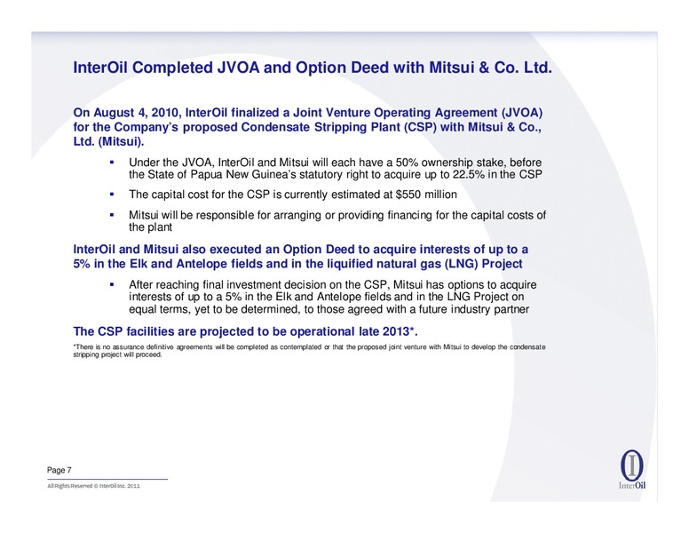 APRIL 2011 IPAA OGIS NEW YORK – Interoil Corporation – slide 6