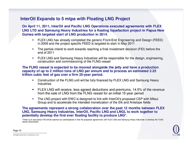 APRIL 2011 IPAA OGIS NEW YORK – Interoil Corporation – slide 9