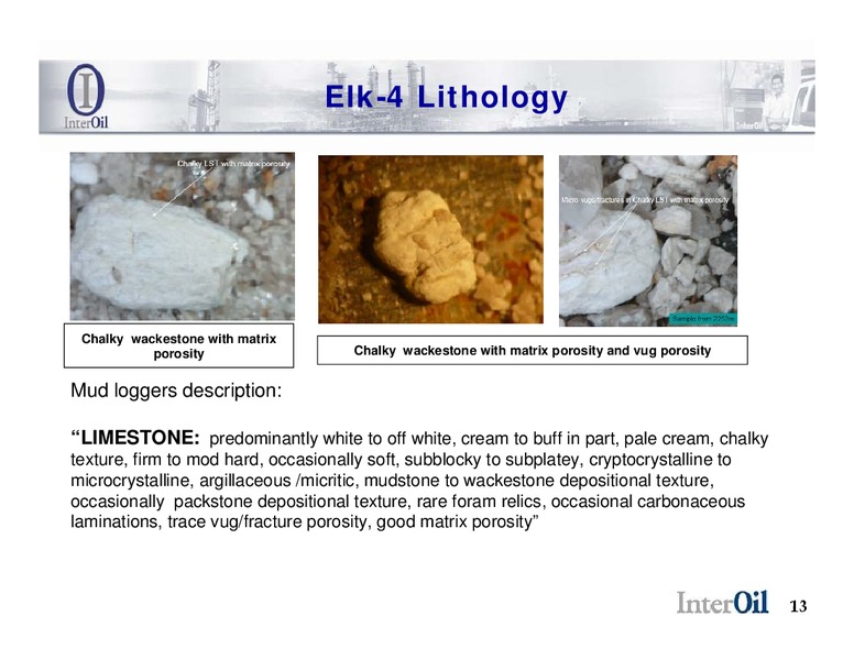 ELK 4 TECHNICAL UPDATE – Interoil Corporation – slide 13