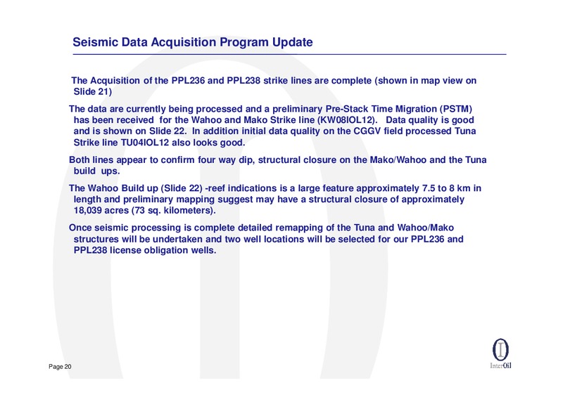 Q1 2012 EARNINGS CALL – Interoil Corporation – slide 19