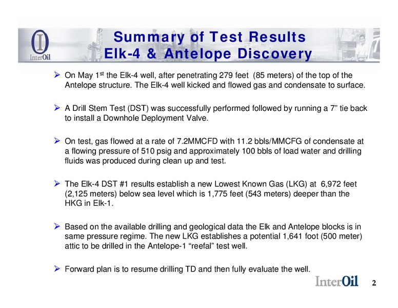 May 2008 Corporate Presentation – Interoil Corporation – slide 2