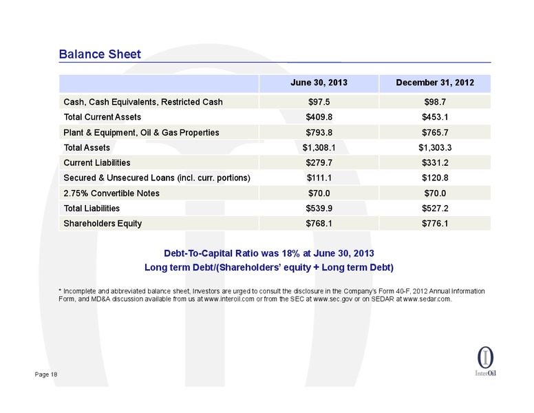 AUGUST 2013 OIL AND GAS CONFERENCE – Interoil Corporation – slide 17