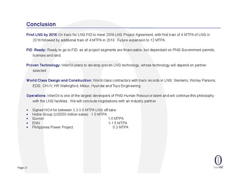 SEPTEMBER 2012 INVESTOR PRESENTATION – Interoil Corporation – slide 20