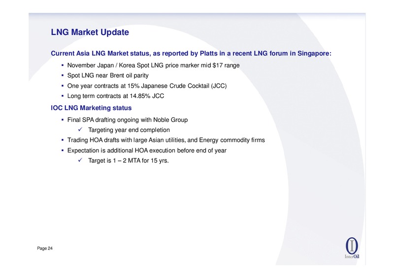 THIRD QUARTER 2011 RESULTS CONFERENCE CALL – Interoil Corporation – slide 23