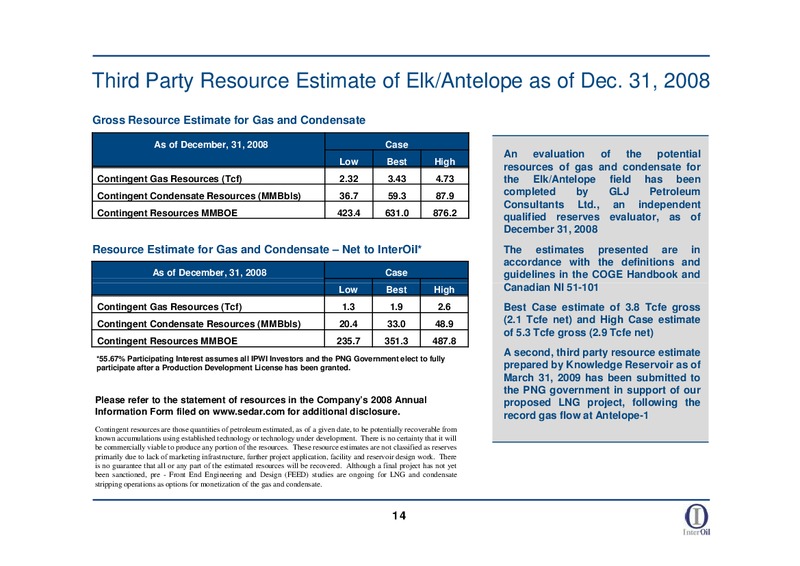 BERNSTEIN ASIA PACIFIC ENERGY CONFERENCE CALL – Interoil Corporation – slide 12