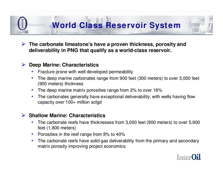 DECEMBER 2008 CORPORATE PRESENTATION – Interoil Corporation – slide 12