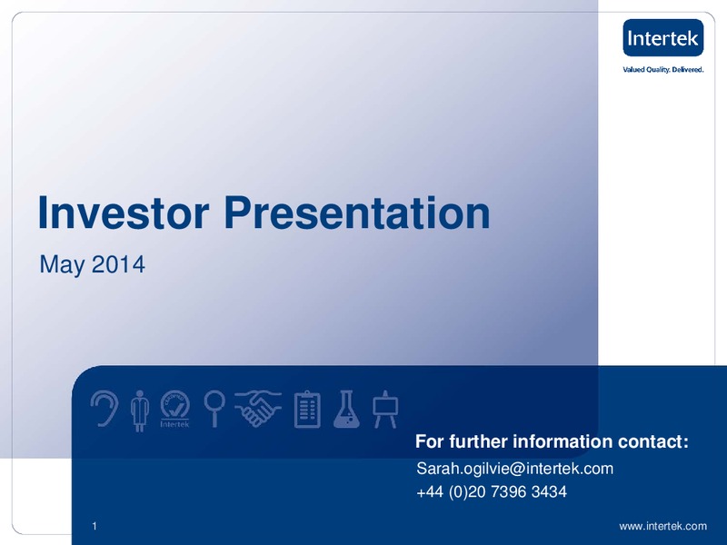 INVESTOR PRESENTATION – Intertek – slide 1