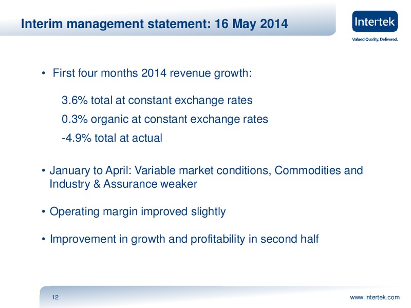 INVESTOR PRESENTATION – Intertek – slide 11