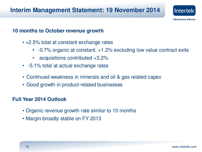 INVESTOR PRESENTATION – Intertek – slide 9