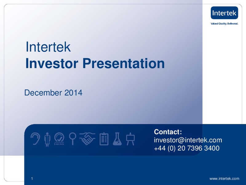 Investor Presentation – Intertek – slide 1
