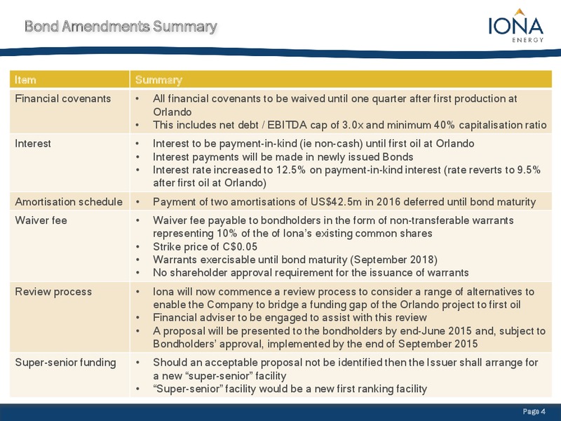 Bondholder Meeting Summons Summary – Iona Energy Inc. – slide 3