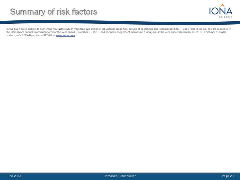 Corporate Presentation – Iona Energy Inc. – slide 19