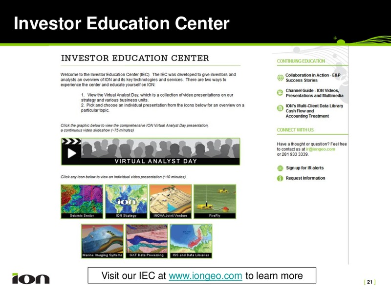 Q4 2010 EARNINGS CALL – Ion Geophysical Corp – slide 20
