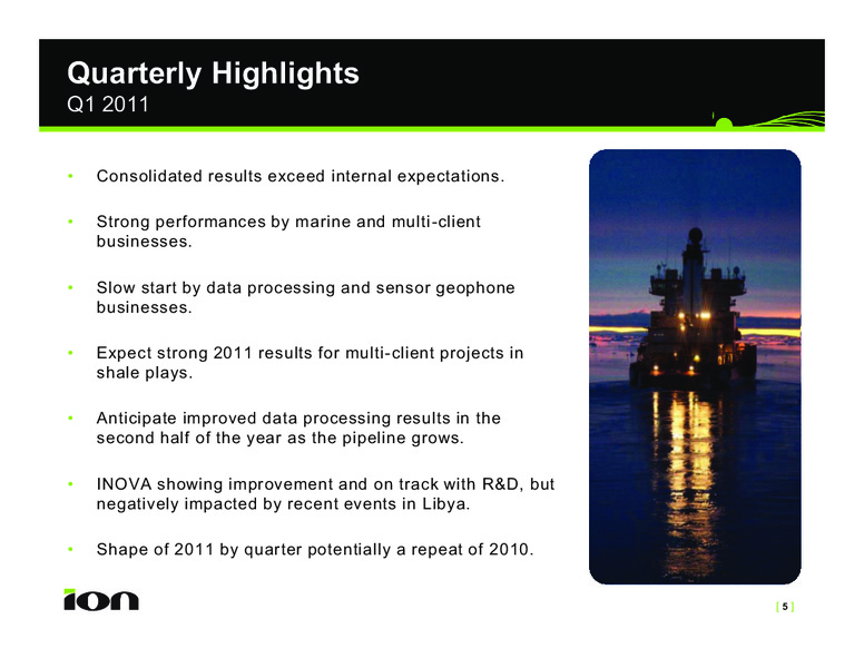 Q1 2011 EARNINGS CALL – Ion Geophysical Corp – slide 4