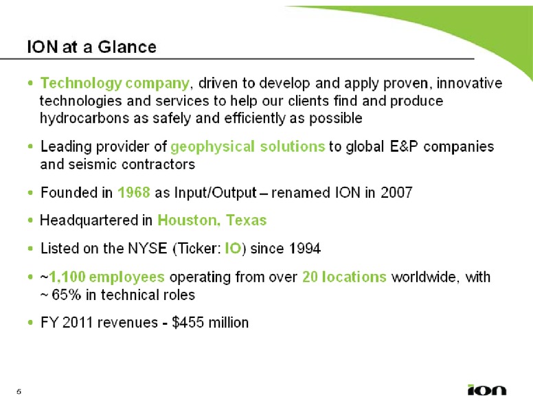 BARCLAYS CAPITAL CEO ENERGY POWER CONFERENCE – Ion Geophysical Corp – slide 5