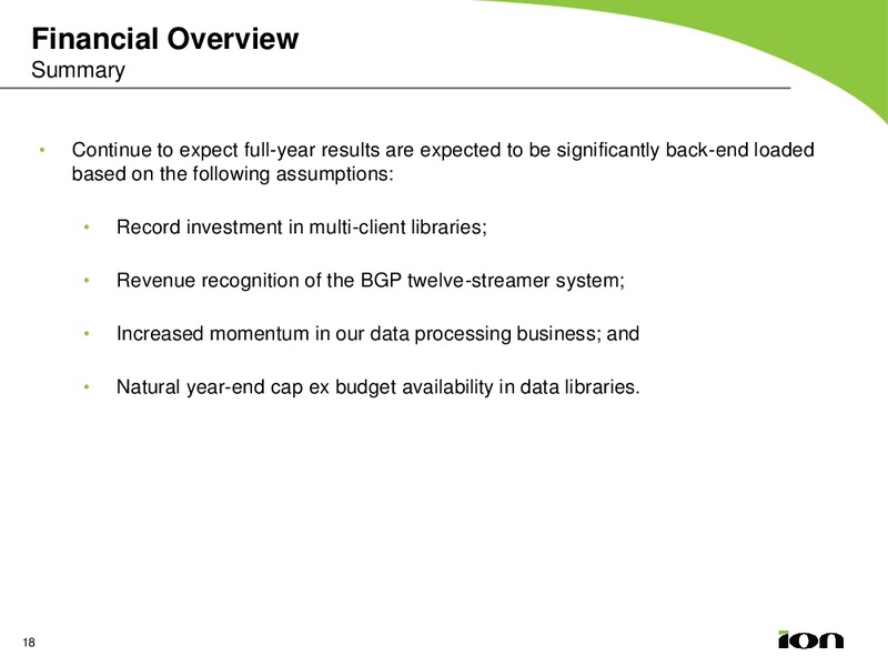 Q3 2011 EARNINGS CALL – Ion Geophysical Corp – slide 17
