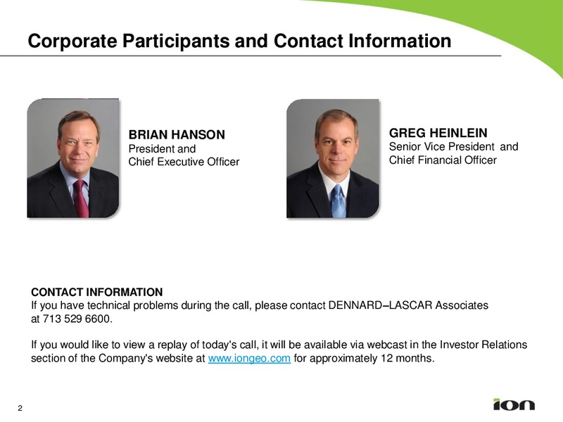 Q3 2014 EARNINGS CALL – Ion Geophysical Corp – slide 2
