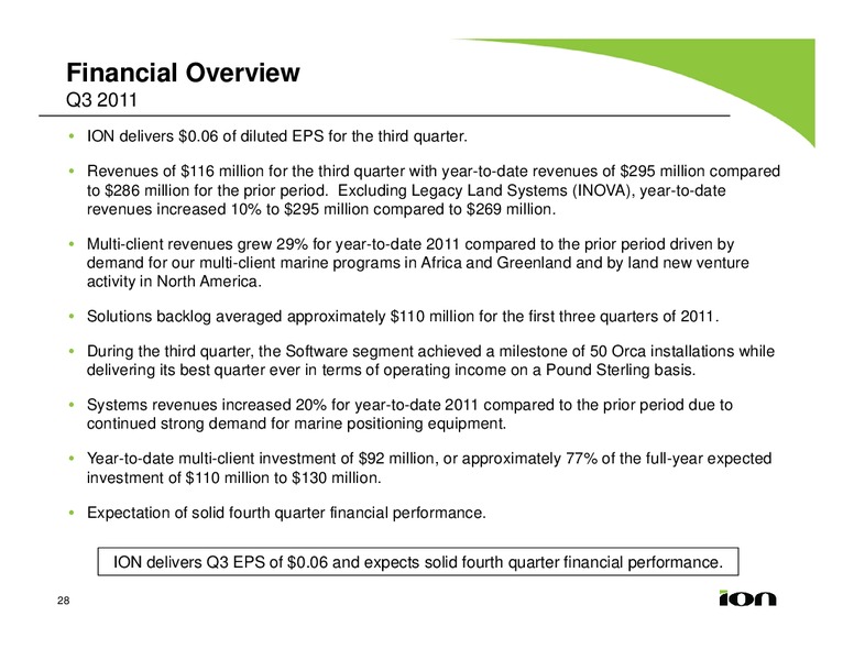 BANK OF AMERICA MERRILL LYNCH 2011 GLOBAL ENERGY CONFERENCE – Ion Geophysical Corp – slide 28
