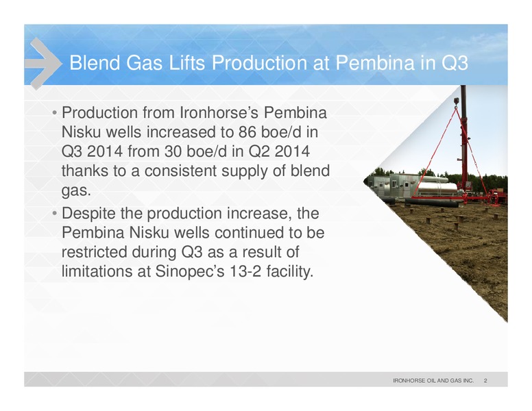 Production and Potential at Pembina – Ironhorse Oil & Gas Inc. – slide 2
