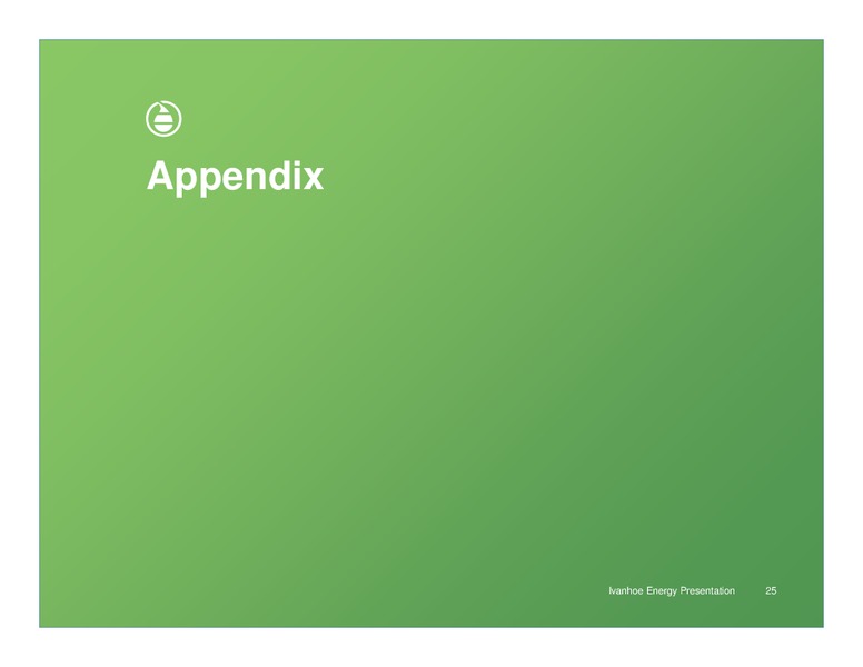 Investor Presentation – Ivanhoe Energy, Inc. – slide 24