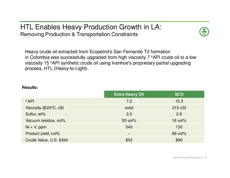JANUARY 2014 CORPORATE PRESENTATION – Ivanhoe Energy, Inc. – slide 9