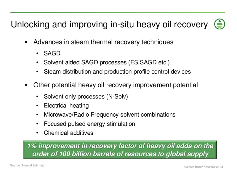 INVESTOR PRESENTATION – Ivanhoe Energy, Inc. – slide 11