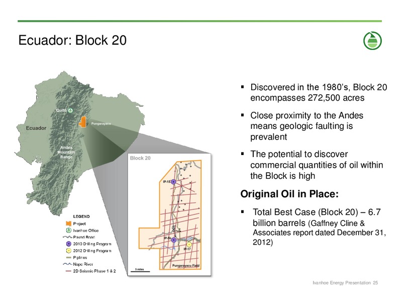 Corporate Presentation – Ivanhoe Energy, Inc. – slide 24