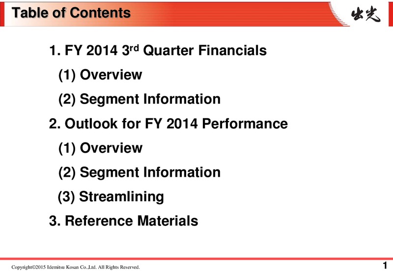 Q3 2015 RESULTS – Idemitsu Kosan Co.,Ltd. – slide 2