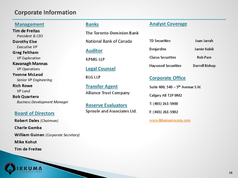 June 2015 Corporate Presentation – Ikkuma Resources Corp – slide 15