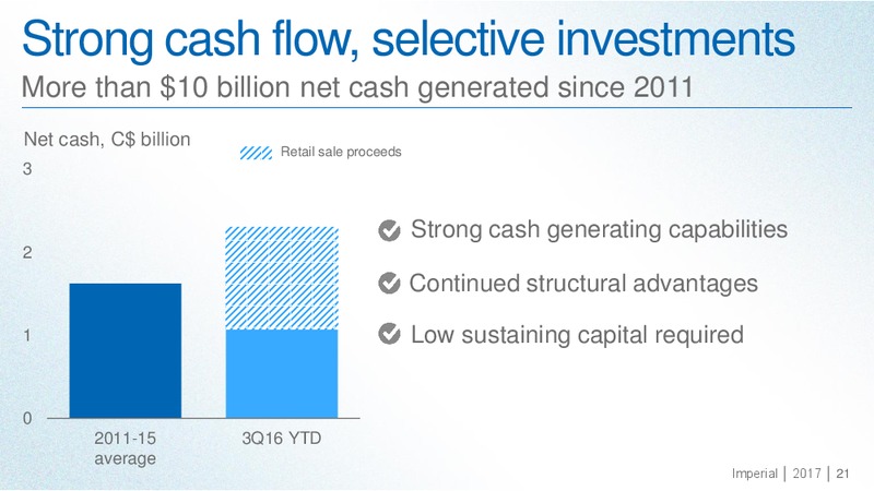 January 2017 Executive Presentation – Imperial Oil Limited – slide 20