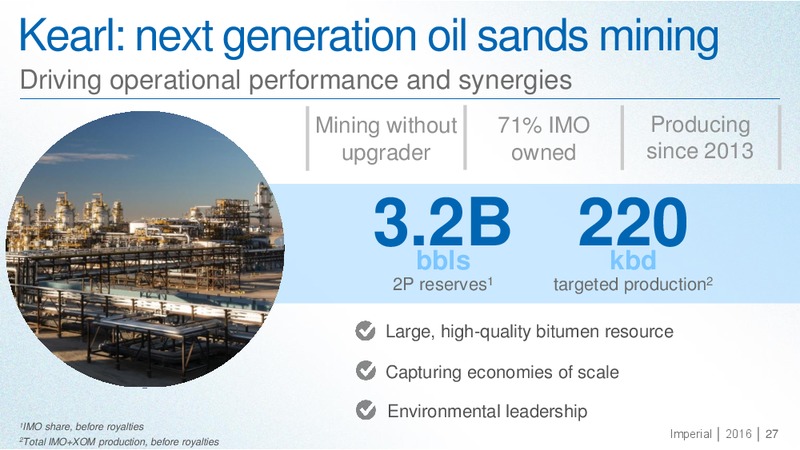 September 2016 Investor Presentation – Imperial Oil Limited – slide 26