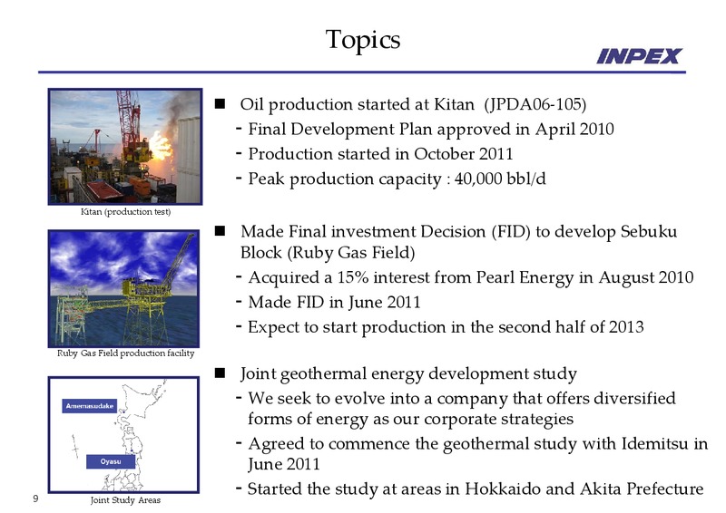 November 2011 Financial Results – Inpex Corp – slide 9