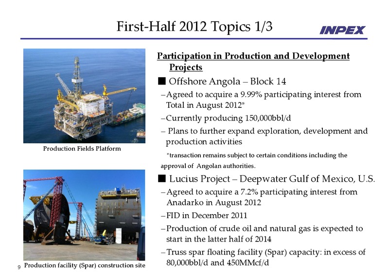 November 2012 Financial Results – Inpex Corp – slide 8