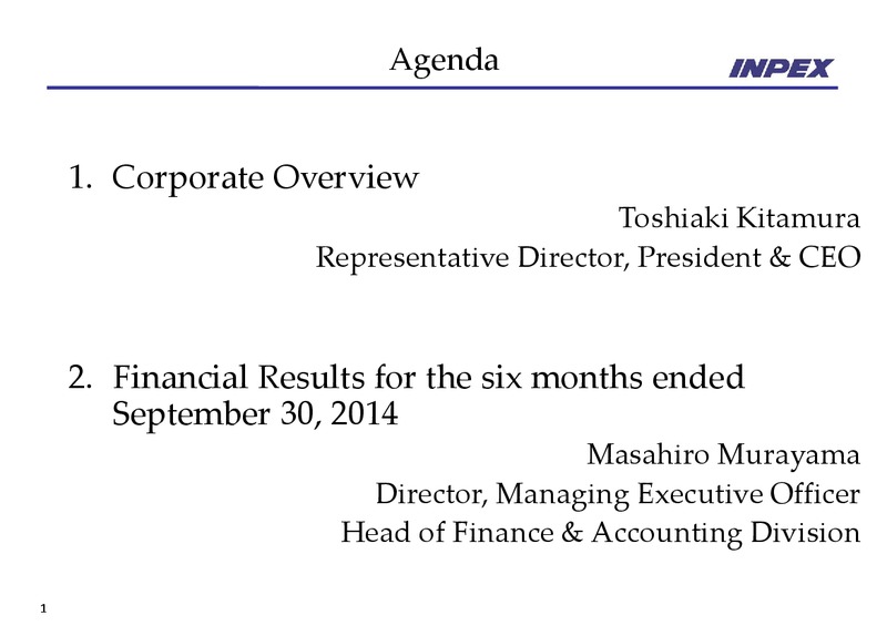 November 2014 Financial Results – Inpex Corp – slide 2