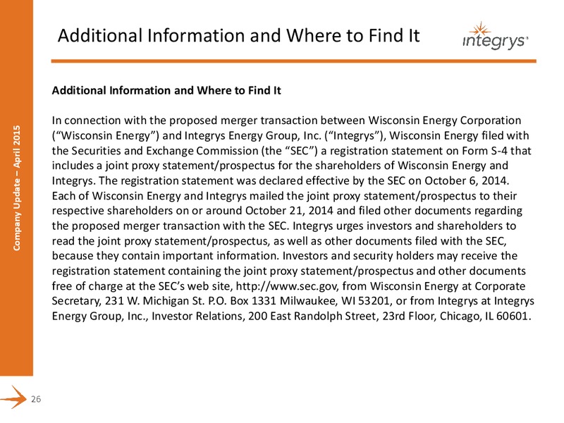 COMPANY PRESENTATION – Integrys Energy Group – slide 23