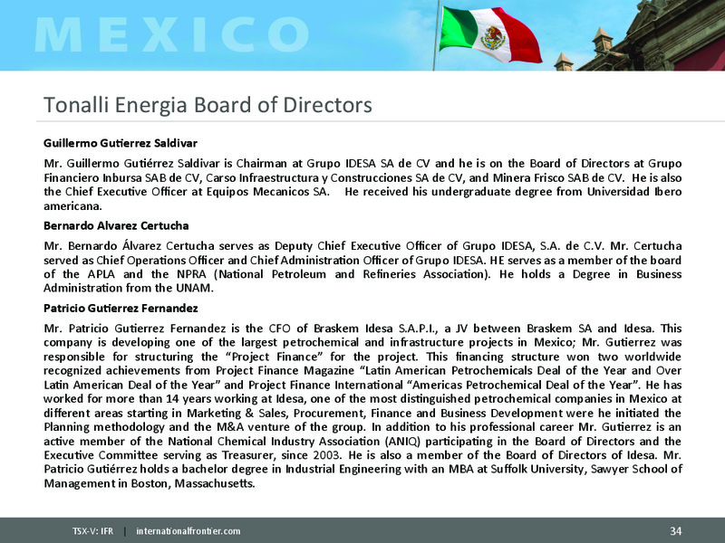 August 2016 Corporate Presentation – International Frontier Resources Corp – slide 33